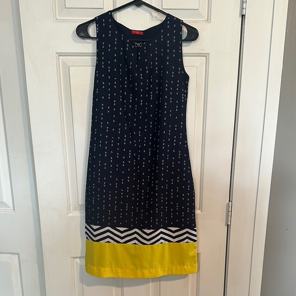W for woman navy and yellow dress size 6 - Picture 1 of 5